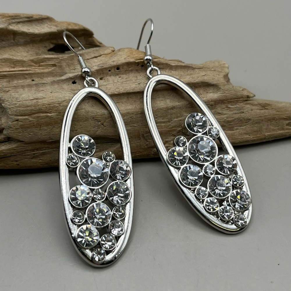 Elegant Silver Crystal Earrings